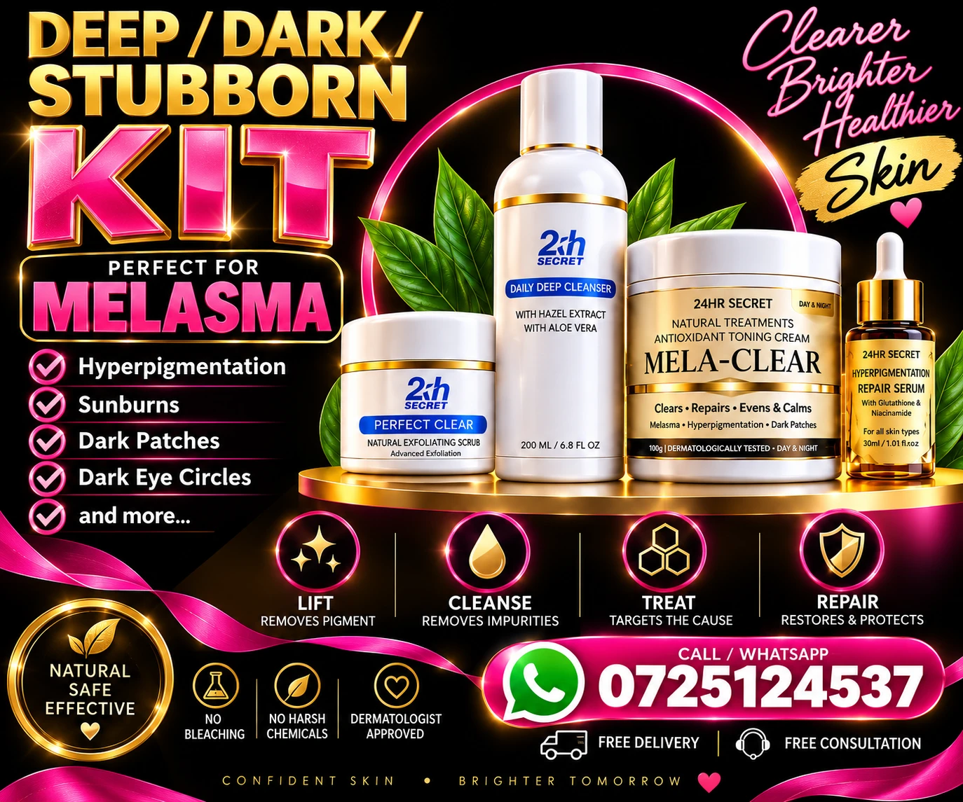 Deep Stubborn Dark Melasma & Hyperpigmentation Treatment + Repair Serum
